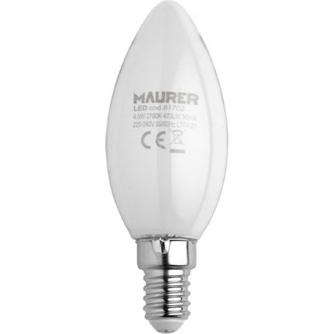 LAMPADA LED FILAMENTO MAURER OLIVA MILKY E14 4,5W 470L 2700K L.CALDA