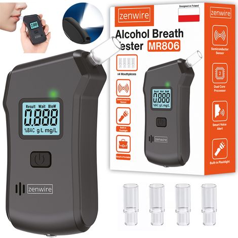 Alcoholímetro digital profesional para uso doméstico, linterna, 5 boquillas, Zenwire MR806 (1/5)