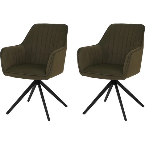 Lot de 2 chaises de salle à manger HWC-L79, chaises de cuisine, chaises à dossier et accoudoirs, piv (1/2)