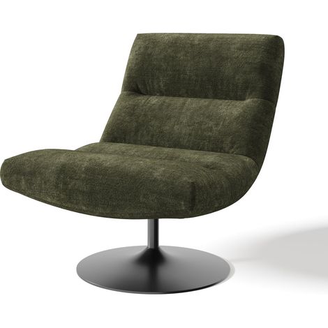 Fauteuil pivotant en velours texturé kaki ROMA (1/5)