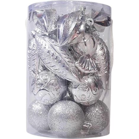 21-teiliges Set Weihnachtskugeln, Christbaumkugeln, Ornamente für Indoor-Partys, Jubiläen, Gold-Silver