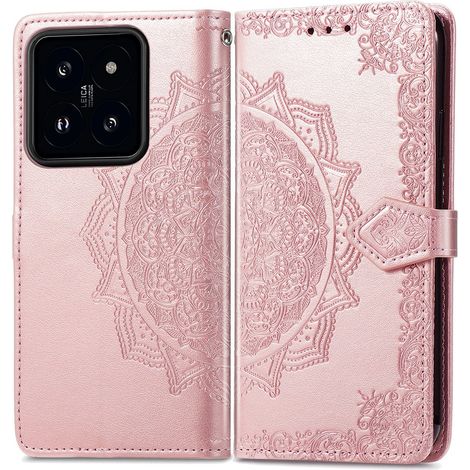 Custodia a libro per Xiaomi 14T Pro, Mandala, oro rosa (1/5)
