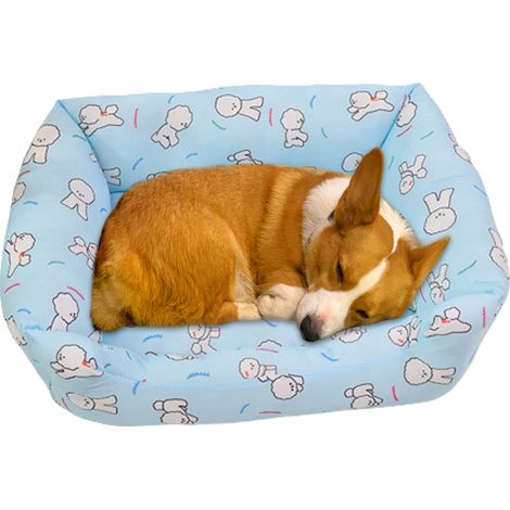 1 lit rafraîchissant pour chien et chat, tissu chinlon-coton respirant, fond antidérapant, 45 cm x 35 cm, motifs ours (1/5)