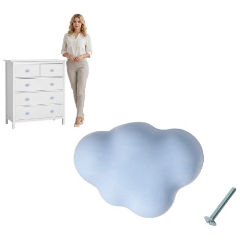 Maniglia per mobili, pomello per mobili per bambini, nuvola, porcellana blu (1/5)