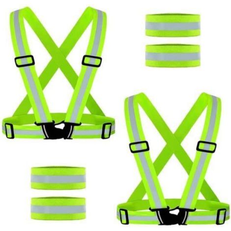 Gilet de Sécurité, Gilet Réfléchissant + Bracelets de Sécurité Réfléchissant, Élastique Haute Visibilité Gilet, GILET (1/5)