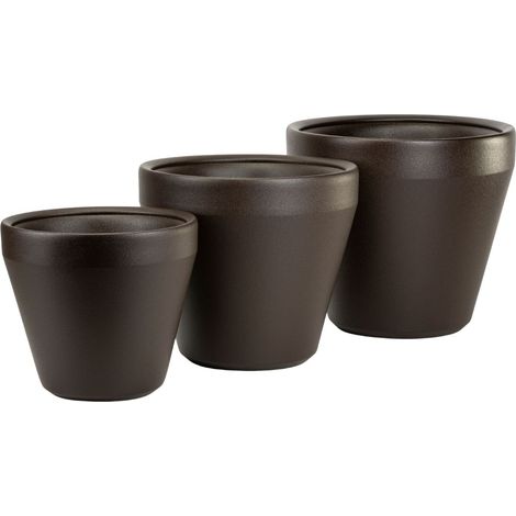 Set PUREA mokkafarbener Gartentöpfe, 3 Stück.