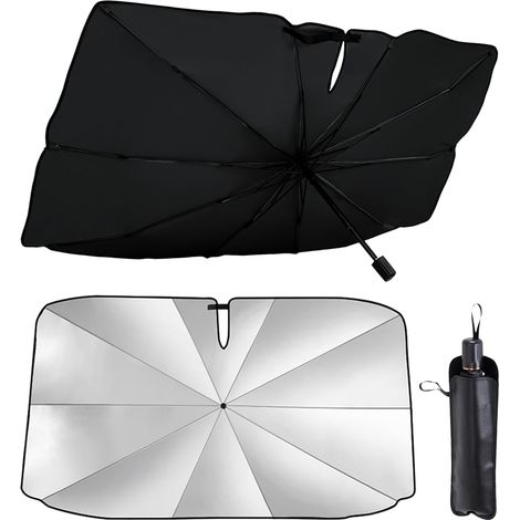 Pare Soleil Voiture Parapluie, Pare Brise Avant Pliable avec Rotation 360°, Protection UV et Anti-Chaleur, Parasol Pare-Brise pour Voiture, SUV et Camionnette (1/5)