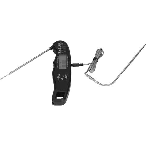 Doppelfühler-Kochthermometer, LCD-Bildschirm, digitale Anzeige für Fleisch, Grillen im Freien, schwarz, einfache Aufbewahrung (1/5)