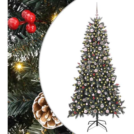 vidaXL Sapin de Noël artificiel Vert 240 cm PVC, plastique et acier