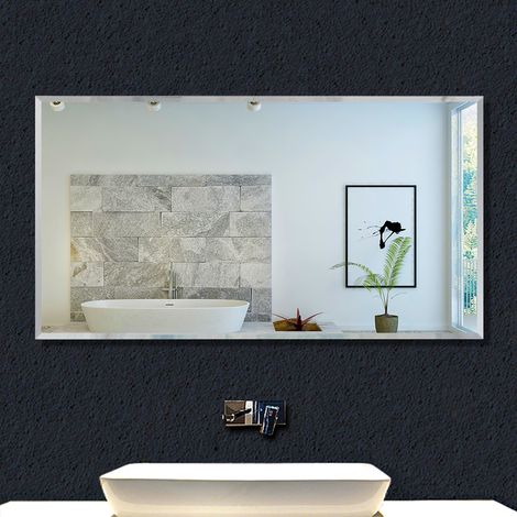 Acezanble Bathroom Mirror 120x60cm Unframe Frameless Wall Mirror (1/5)