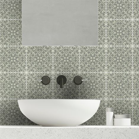 Sticker Mural Carrelage adhésif Cuisine Salle de Bain - 30 STICKERS CARREAUX DE CIMENT AZULEJOS ALDINO - 30stickers15x15cm (1/5)