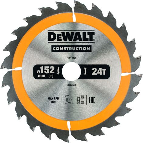 Scie circulaire manuelle à lame circulaire DEWALT 152/20 mm 24WZ DT1930-QZ