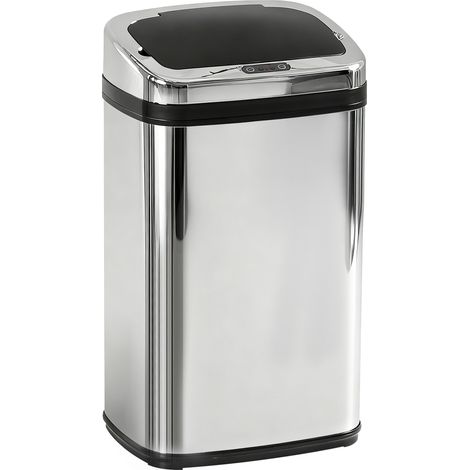 Automatischer Küchenabfalleimer aus Edelstahl, 30 l, mit Bewegungssensor und Deckel, 33 x 25 x 58 cm, Silber
