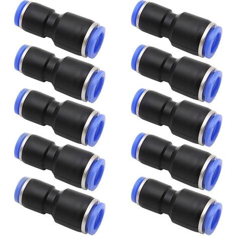 Connettori pneumatici dritti da 6 mm a 8 mm – Lotto da 10 pezzi – Raccordi rapidi per compressore – Elevata resistenza alla pressione (1/5)