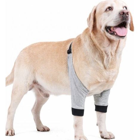 (Gris. M) Protecteur de coude pour chien manchon de jambe avant réglable animal de compagnie opération blessure récupération att de protection 1 paire (1/4)