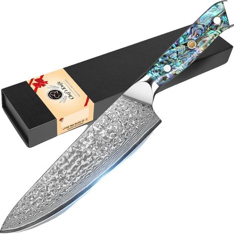 Coltello da chef, acciaio di Damasco, manico ecologico, coltello da chef (1/2)