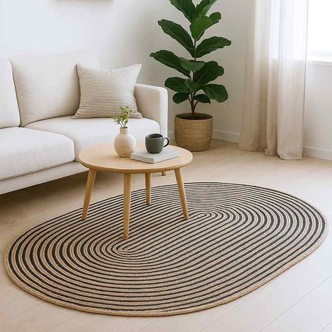 Tapis Naturel et Noir 122 x 183 cm Jute (1/5)