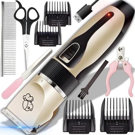 Tondeuse sans fil pour chiens et chats - EXTRALINK - Pets - 4 accessoires - Lames céramique & titane - Coupe précise (1/4)