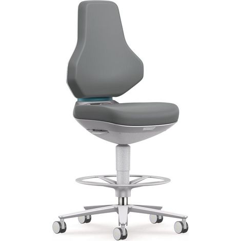 Bimos Arbeitsdrehstuhl (Sitz-Stopp-Rollen und Fußring / Skintec grau) - 9175R-4002 (1/4)