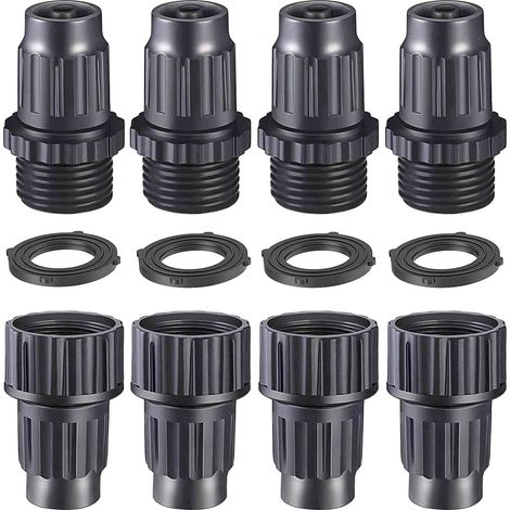 Kit De Réparation Pour Tuyau Arrosage Extensible - Raccords Mâle Et Femelle En Plastique ABS - Adapté Aux Tuyaux À Diamètre Intérieur 6 mm / Extérieur 9 mm - 4 Pièces (1/5)