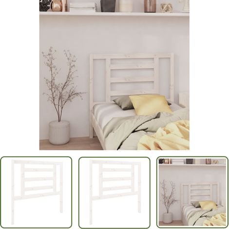 Tête de lit Style Classique Armoire de lit - Blanc 96x4x100 cm Bois massif de pin BV962354 - BonneVie (1/5)