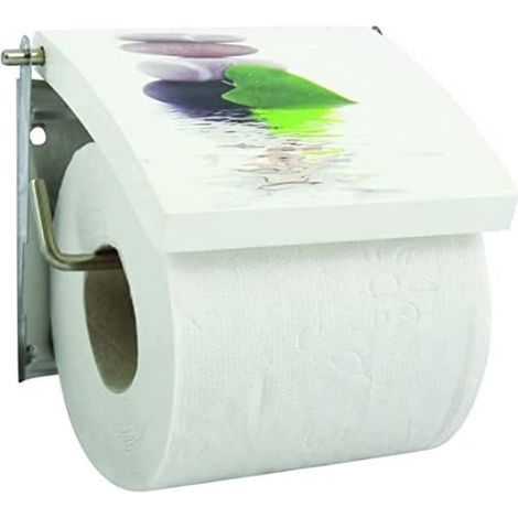 Porte Rouleau Papier WC Mural MDF & INOX LINGGA Blanc (1/5)