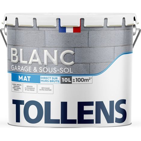 Peinture Blanche Spécial Garage et sous-sol - Ultra Garnissante - Protection Anti-Moisissures - TOLLENS - 10L = 100m² (1/4)