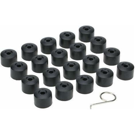 Lot de 20 cache-écrous de roue 17 mm + outil de retrait de remplacement pour cache-écrou de roue VW Jetta Beetle Passat GTI CC boulon de roue 1K0 601 173 (noir) (1/5)