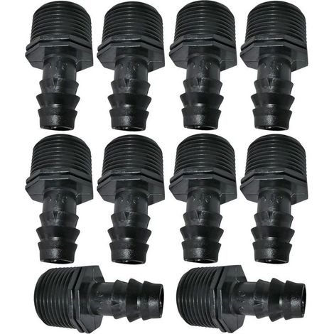 Packung mit 10 Schlauchverbindern mit Außengewinde (Ø 16 mm x 3/4 Zoll) für Tropfbewässerungsschläuche (für Ø 16 mm Schläuche) – Anschluss für Bewässerungs-/Sprinkleranlagen