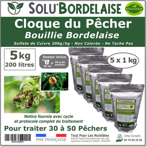 Bouillie Bordelaise Non Colorée spécial Cloque du Pêcher, SOLU'BORDELAISE - Sachet de 5kg (1/4)