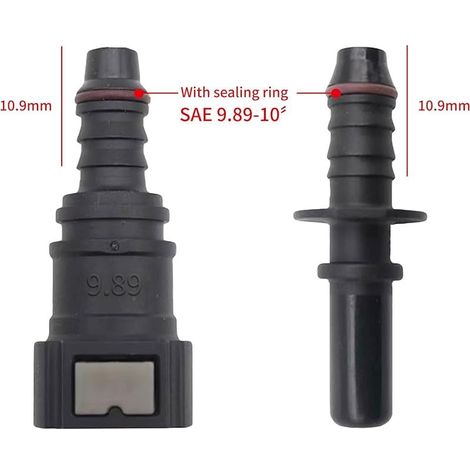 2 Stück Kraftstoffschlauchverschraubungen, gerader Kraftstoffleitungsanschluss (weiblich), 9,89 mm Kraftstoffschlauch-Schnellkupplung (Innendurchmesser 8 mm) (1/5)