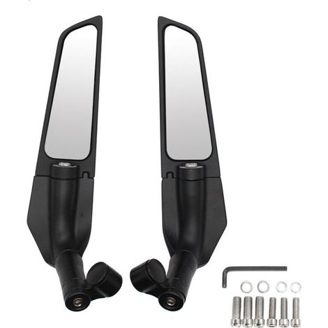 2 pièces moto modifié vent aile pivotante universel rétroviseur becquet 90 ° rotatif réglable rétroviseurs latéraux - Le noir (1/5)