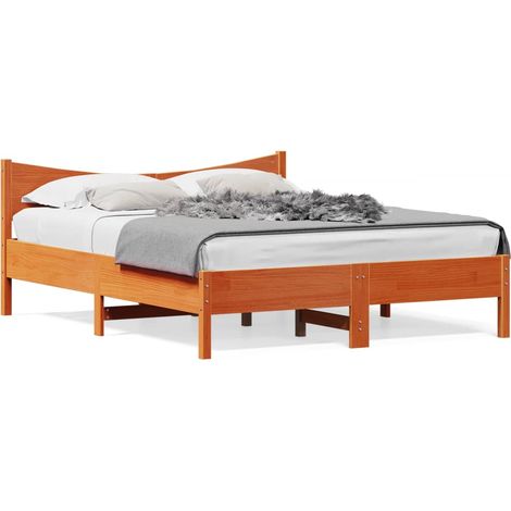 Maison Exclusive - Massivholzbett ohne Matratze Wachsbraun 160x20