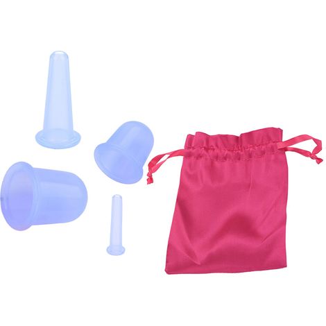 Ensemble de 4 ventouses de massage corporel en silicone à vide pour lutter contre la cellulite (bleues) (1/5)