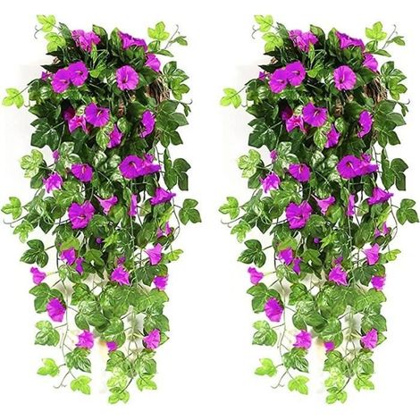 Plante artificielle - Violet - 2 bouquets - 90 cm - Décoration intérieure/extérieure - Guirlande suspendue (1/4)