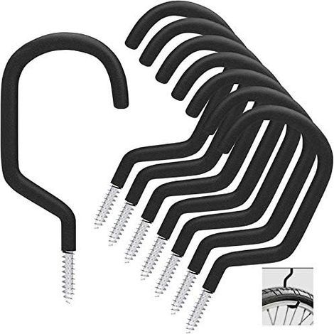 Crochet de vélo 8 pièces, support de vélo adapté à une utilisation polyvalente, à visser, pour abri, garage, jardin, revêtement plastique pour support mural/plafond (1/5)