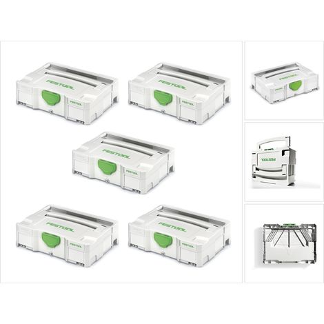 Festool Systainer T-LOC SYS 1 TL 5 x Coffrets à outils - Gris clair - Combinables (497563)