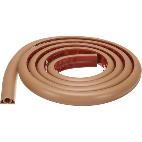 Cache-Cordon de Sol de 6 Pieds W0.3 x H0.3 Canal Intérieur en PVC pour Cacher Les Câbles d'Extension de Câble de Sol Protège-Câbles pour Gestion des Câbles, Marron (1/5)