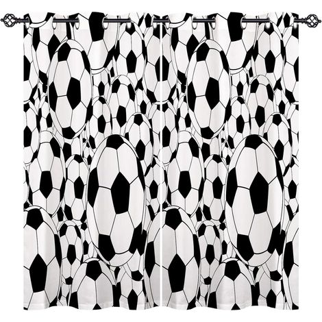 Rideau Occultant Sports Thème Football Rideau Thermique Isolant Tenture Opaque à Oeillets Draperies Intérieurs pour Maison Chambre Salon 2 Panneaux L 77 x H 160 cm - 77L X 160H cm (2 Panneaux) (1/5)