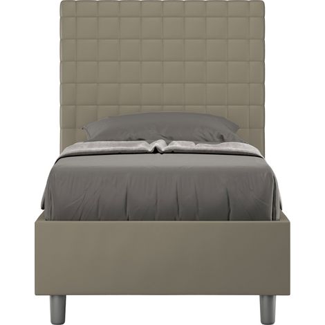 Letto singolo senza rete imbottito 90x200 similpelle cappuccino Sunny (1/4)