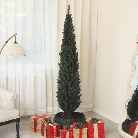 Sapin artificiel de Noël, arbre décoratif vert, pied en métal robuste, 390 brins de branches, hauteur 195 cm, diamètre 55 cm, décoration festive pour maison (1/5)