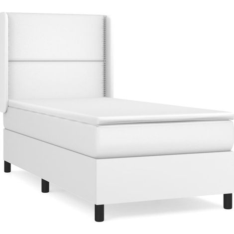Maison Exclusive - Cama box spring con colchón cuero sintético bl (1/5)