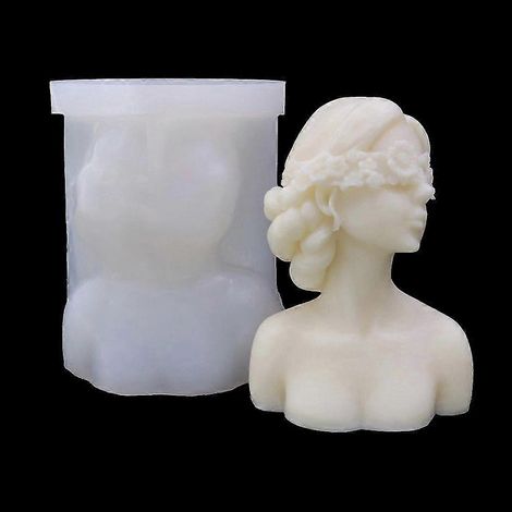 Moule à bougie « Fille aux yeux bandés », sculpture de portrait en résine, moule à bougie parfumée pour savon (1/5)