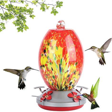 Kolibris-Wasserspender, farbenfroh bemaltes Glas, Vogelfuttergerät für Garten und Hof (Q1) (1/5)