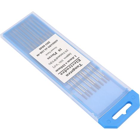10 Stück WY20 2,0 % Yttrium-Wolfram-Elektroden, blaue Spitze für WIG-Schweißen, 1,6 mm × 150 mm (1/5)