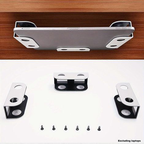Support de tablette à fixer sous le bureau, fixation invisible en métal avec 4 pastilles adhésives pour console de jeux et téléviseur, organiseur de tiroir de bureau pour le rangement à domicile (1/5)