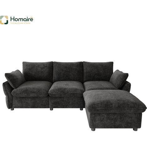 Sofa mit Modulen grau aus Polyester 222.5 x 154.5 x 76.5 cm HOMAIRE (1/5)