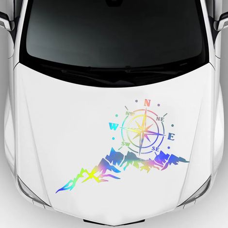 1 autocollant de voiture style navigation montagne, autocollant coloré pour camion, décoration tendance pour voiture, 65 x 35 cm (1/5)