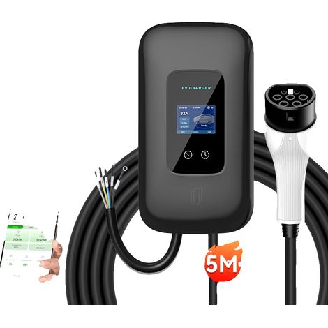 Chargeur de voiture électrique, Contrôle par application intelligente, Fonctionnalités de sécurité, 22KW 32A 3 phases (1/2)