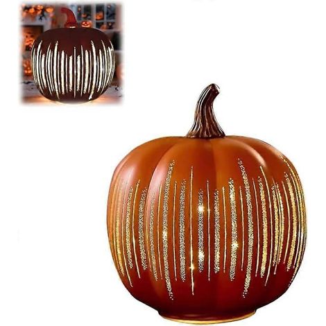 Citrouilles lumineuses scintillantes en verre décorations automne et Halloween thème Nuit étoilée petite taille (1/5)
